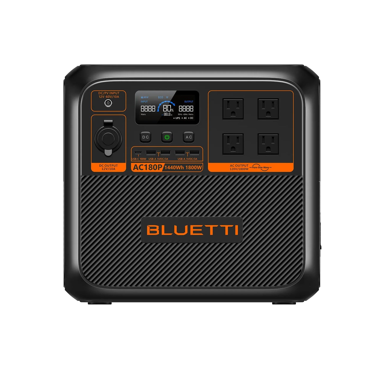 BLUETTI AC180P Portable Power Station 1152Wh LiFePO4 LFP Surge AC Solar Generator (1800W/2700W)