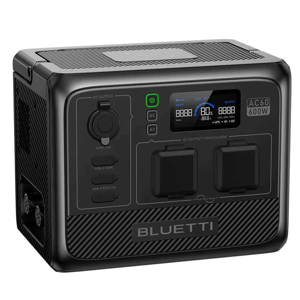 BLUETTI AC60 Portable Power Station 403Wh LiFePO4 Battery Surge AC Solar Generator (600W/1200W)