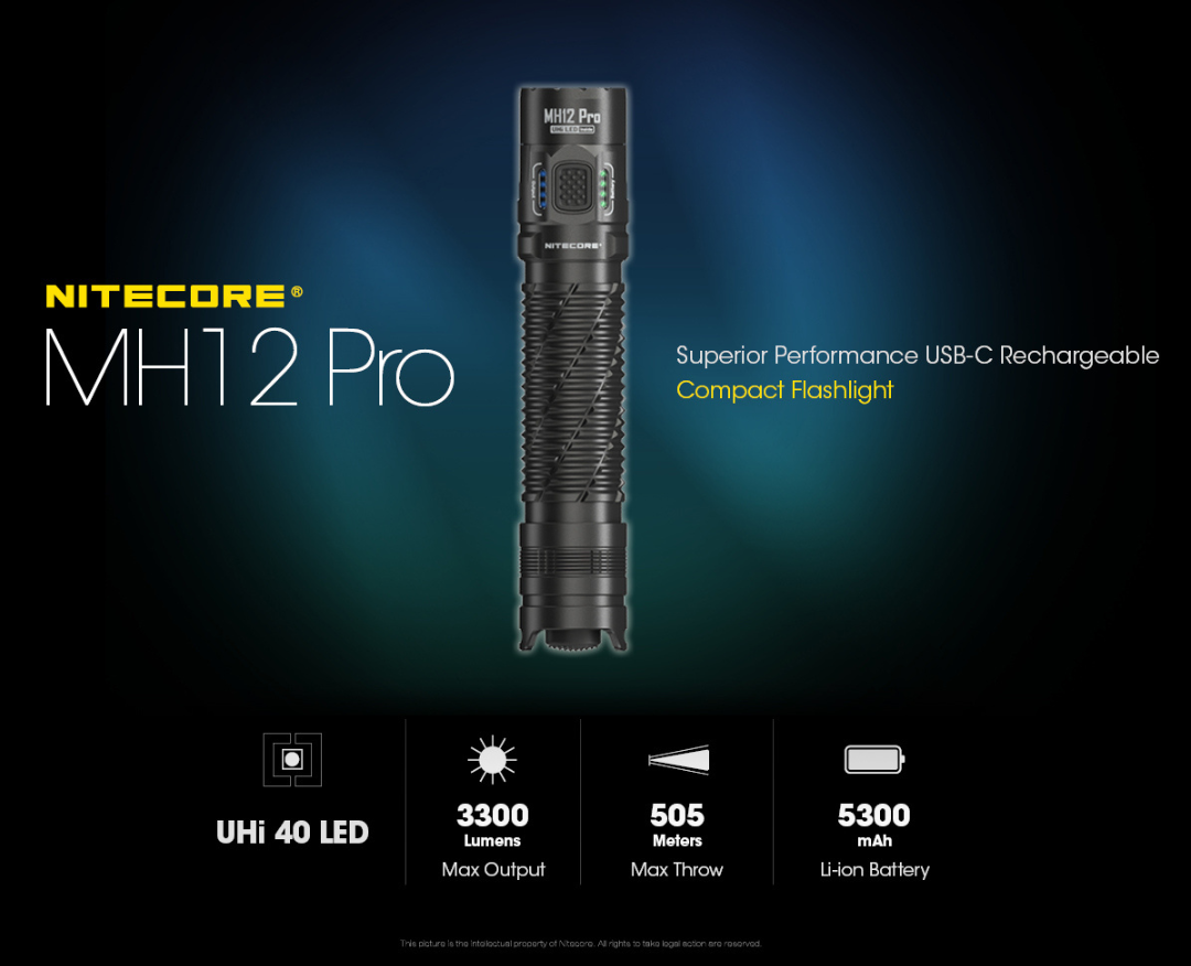 Nitecore MH12 Pro NiteLab UHi 40 LED 3300L Rechargeable Flashlight