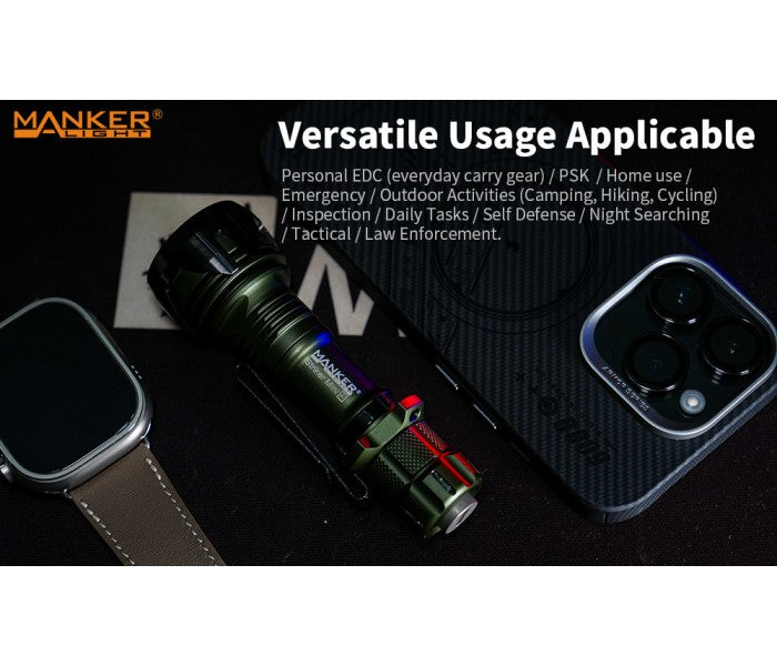 Manker Striker Mini BLACK Osram KW CSLNM1.TG Cool White LED 635L Rechargeable Pocket Tactical Flashlight