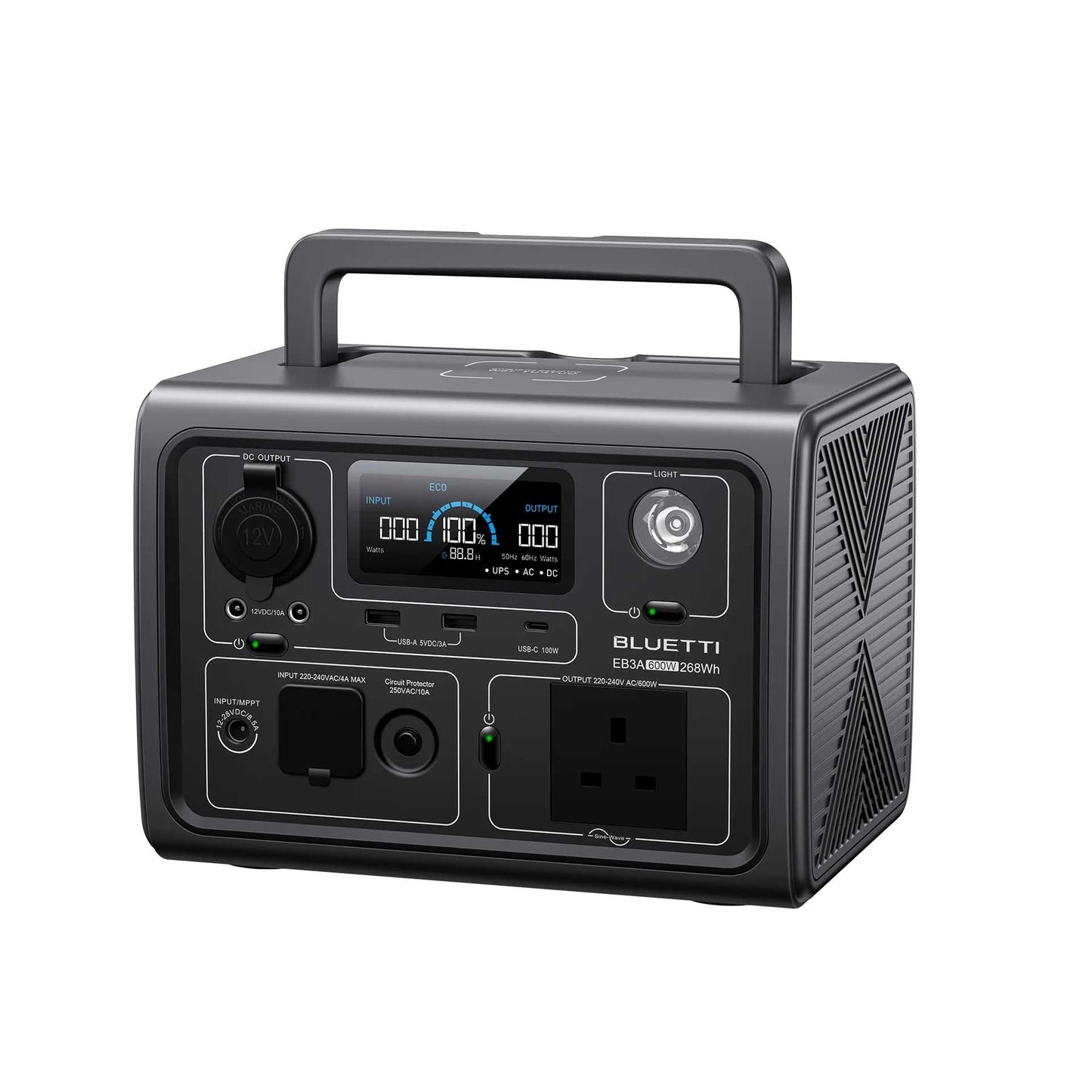 BLUETTI EB3A Portable Power Station 268Wh LiFePO4 Battery Surge AC Solar Generator (600W/1200W)