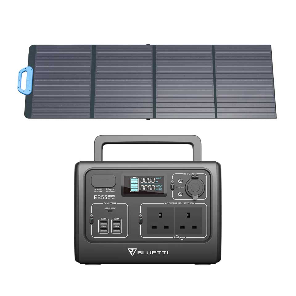 BLUETTI EB55 Portable Power Station 537Wh LiFePO4 Battery Surge AC Solar Generator (700W/1400W)