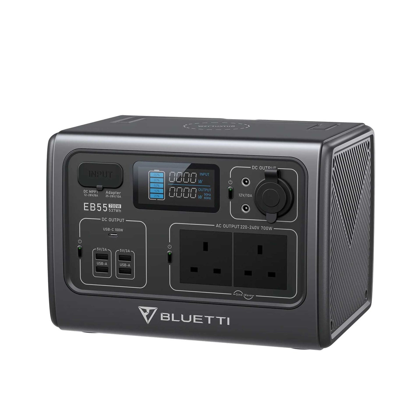 BLUETTI EB55 Portable Power Station 537Wh LiFePO4 Battery Surge AC Solar Generator (700W/1400W)