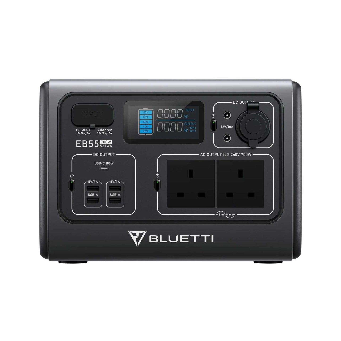 BLUETTI EB55 Portable Power Station 537Wh LiFePO4 Battery Surge AC Solar Generator (700W/1400W)