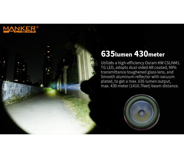 Manker Striker Mini Ti TITANIUM STONEWASH Osram KW CSLNM1.TG LED 635L Rechargeable Pocket Tactical Flashlight