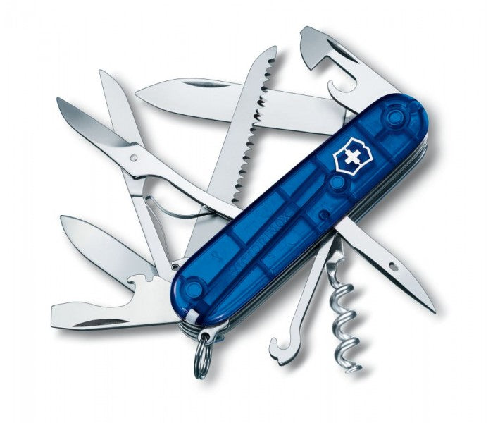 Victorinox Huntsman Translucent Blue Multitool Pocket Knife 1.3713.T2B