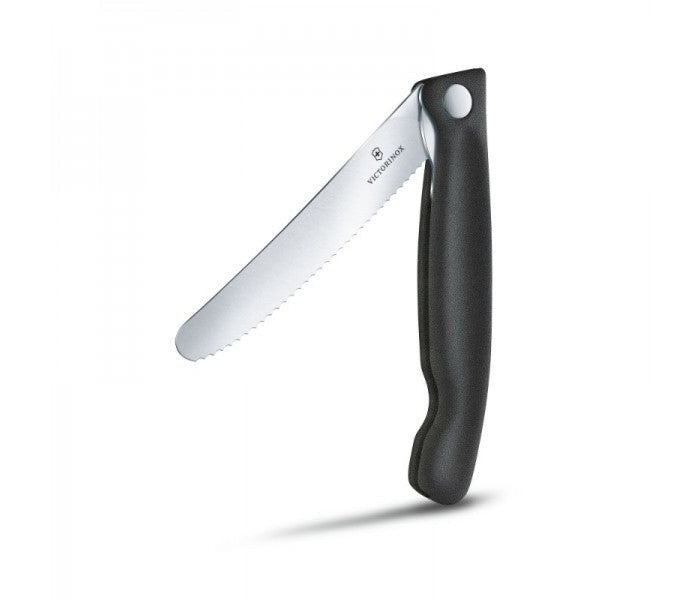 Victorinox Swiss Classic 11cm Wavy Edge Serrated Foldable Paring Knife Black 6.7833.FB