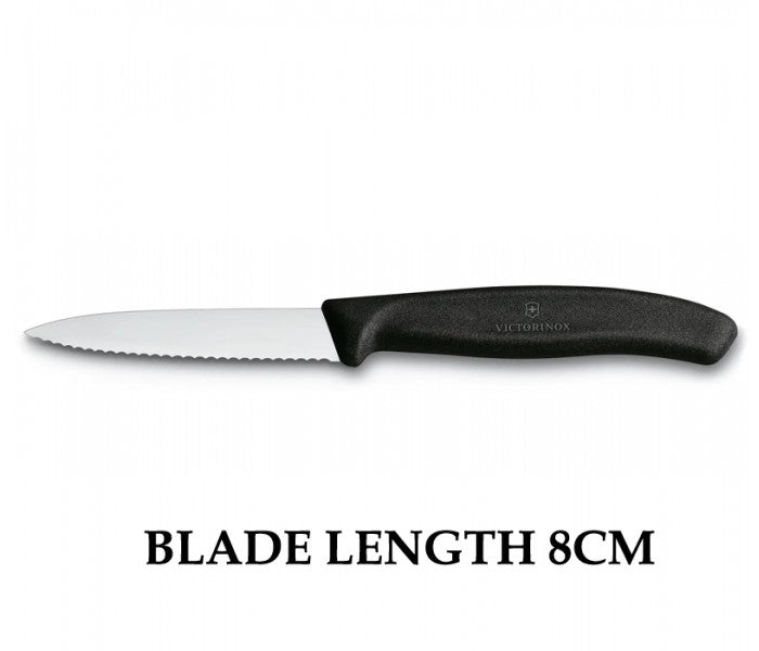 Victorinox Swiss Classic 8cm Wavy Edge Paring Knife Black 6.7633