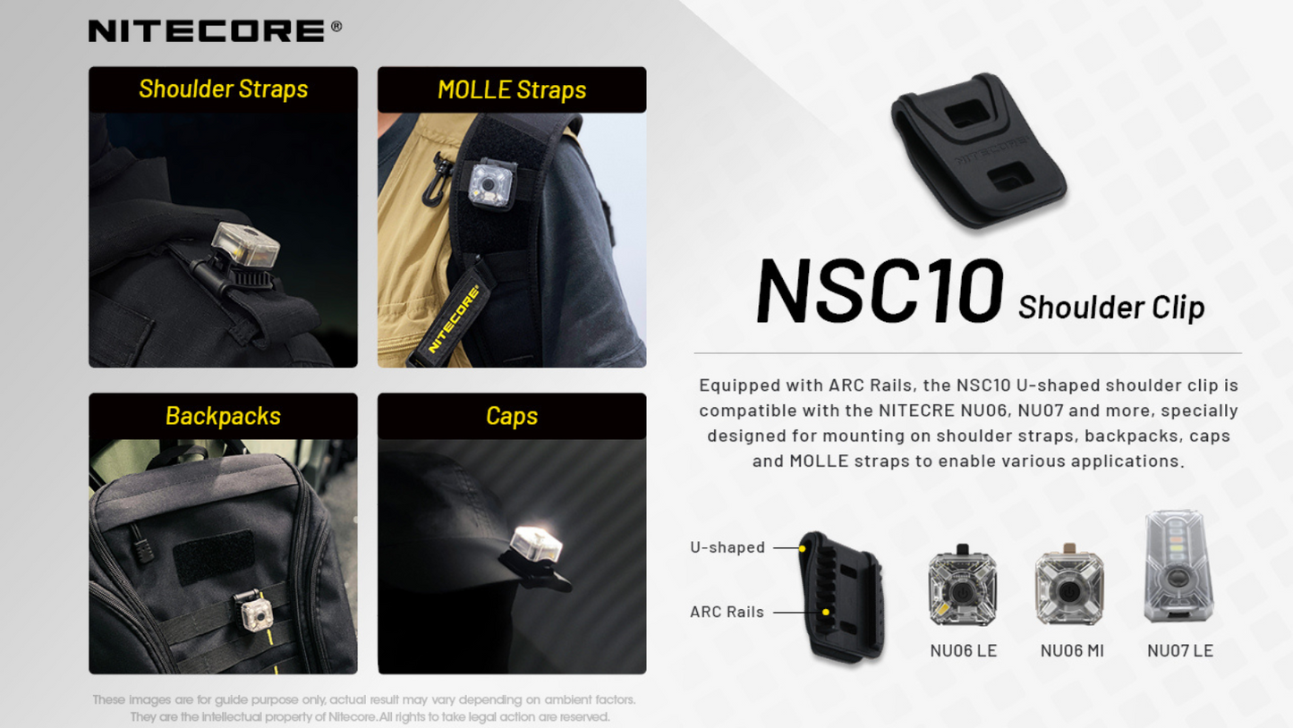 Nitecore NSC10 Shoulder Clip for NU06/NU07 Lights and EMR05/EMR06 Repellers