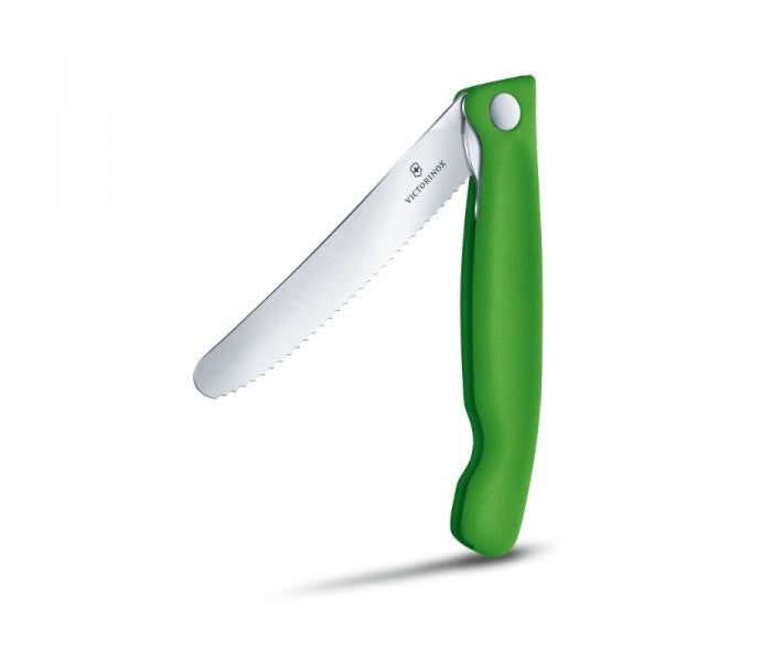Victorinox Swiss Classic 11cm Wavy Edge Serrated Foldable Paring Knife Green 6.7836.F4B