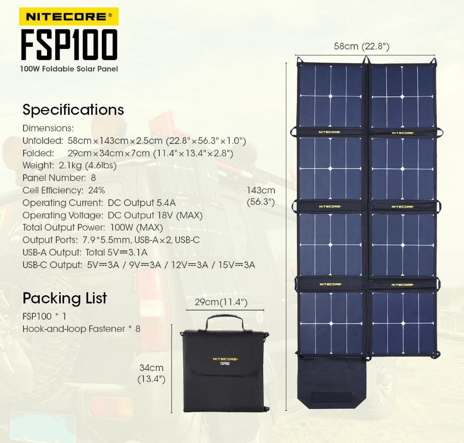 Nitecore FSP100 100W Foldable Solar Panel