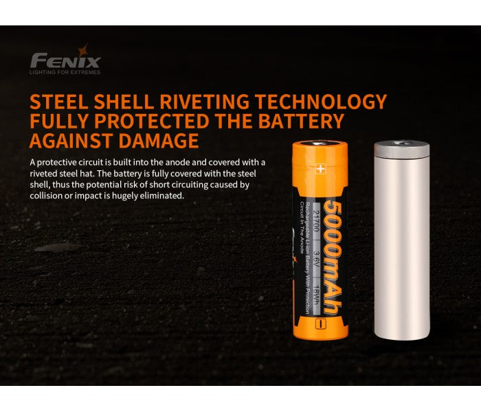Fenix 21700 3.6V 5000mAh Li-ion Protected Rechargeable Battery ARB-L21-5000 V2.0