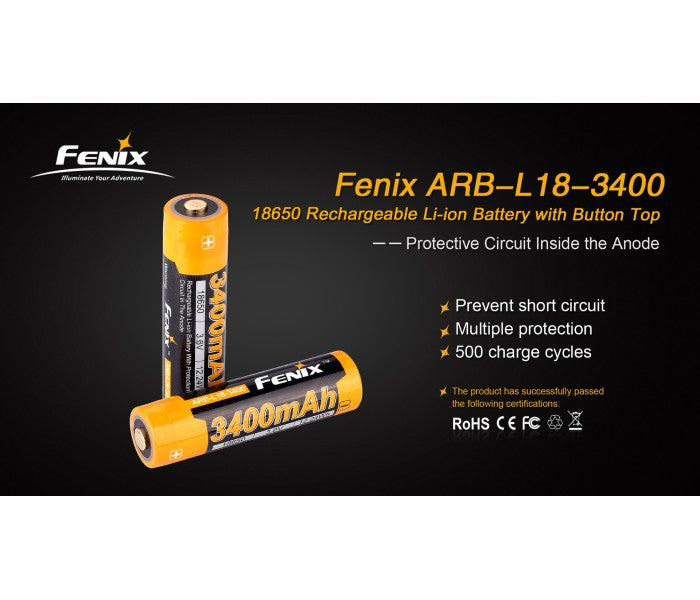 Fenix 18650 3.6V 3400mAh Li-ion Protected Rechargeable Battery (ARB-L18-3400)