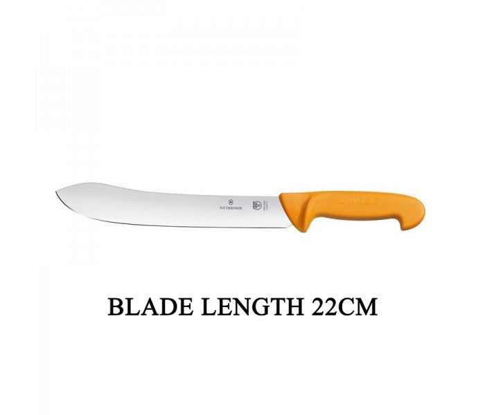 Victorinox Swibo 22cm Widened Tip Curved Rigid Slaughter Butcher Knife 5.8436.22
