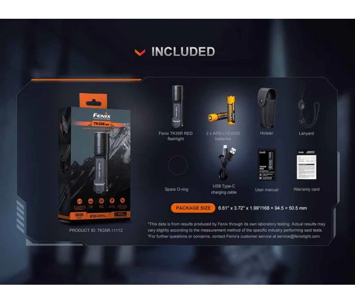 Fenix TK35R-RED Luminus SFT25R LED 5800L + CREE XEG Red LED Rechargeable Flashlight