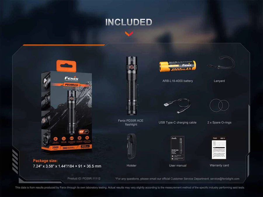 Fenix PD35R ACE Luminus SFT40 LED 2000L Multi-Mode Rechargeable Flashlight
