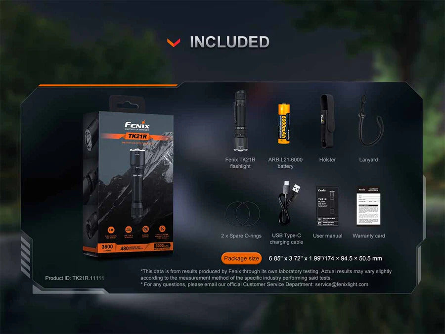 Fenix TK21R Luminus SFT90 LED 3600L Rechargeable Flashlight
