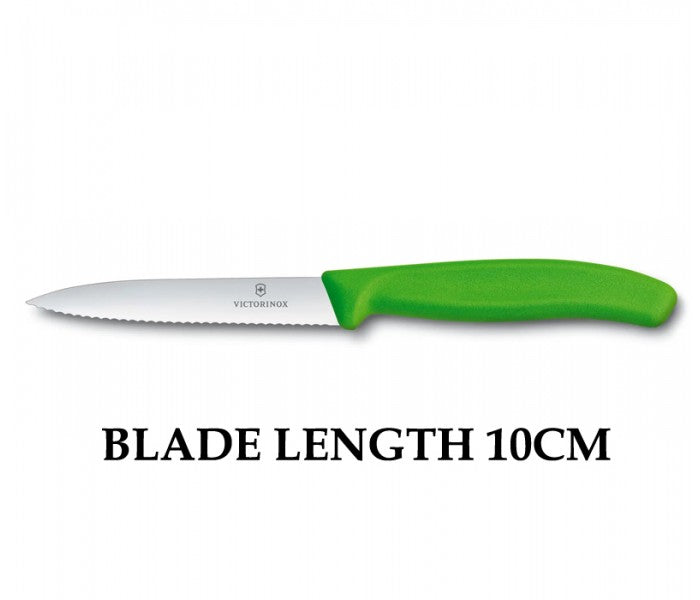 Victorinox Swiss Classic 10cm Wavy Edge Paring Knife Green 6.7736.L4