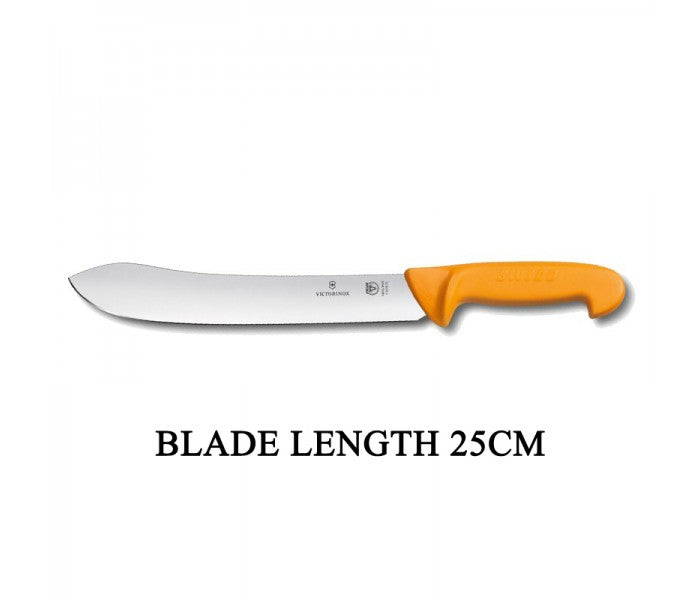 Victorinox Swibo 25cm Widened Tip Curved Rigid Slaughter Butcher Knife 5.8436.25