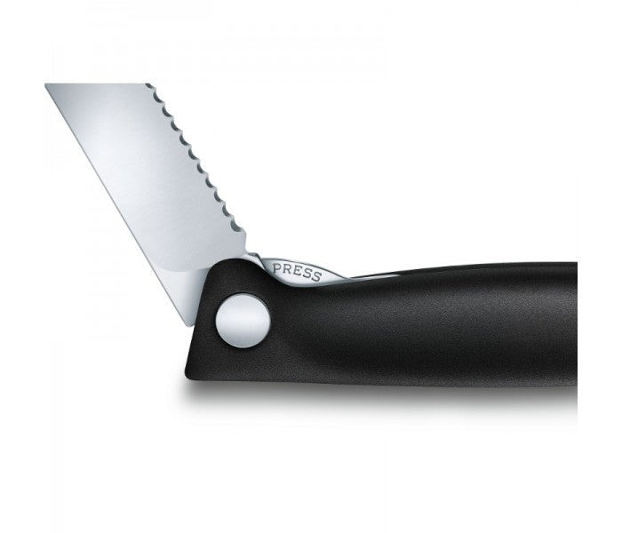 Victorinox Swiss Classic 11cm Wavy Edge Serrated Foldable Paring Knife Black 6.7833.FB