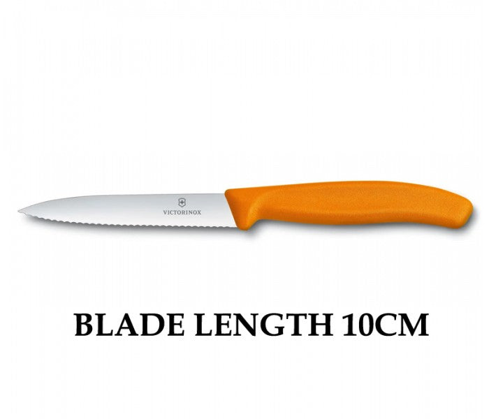 Victorinox Swiss Classic 10cm Wavy Edge Paring Knife Orange 6.7736.L9