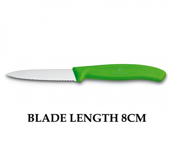 Victorinox Swiss Classic 8cm Wavy Edge Paring Knife Green 6.7636.L114