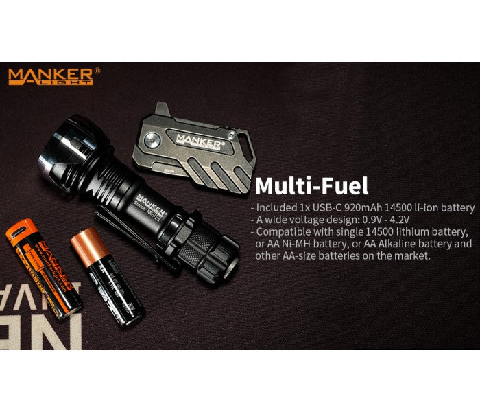 Manker Striker Mini Ti TITANIUM NATURAL Osram KW CSLNM1.TG LED 635L Rechargeable Pocket Tactical Flashlight