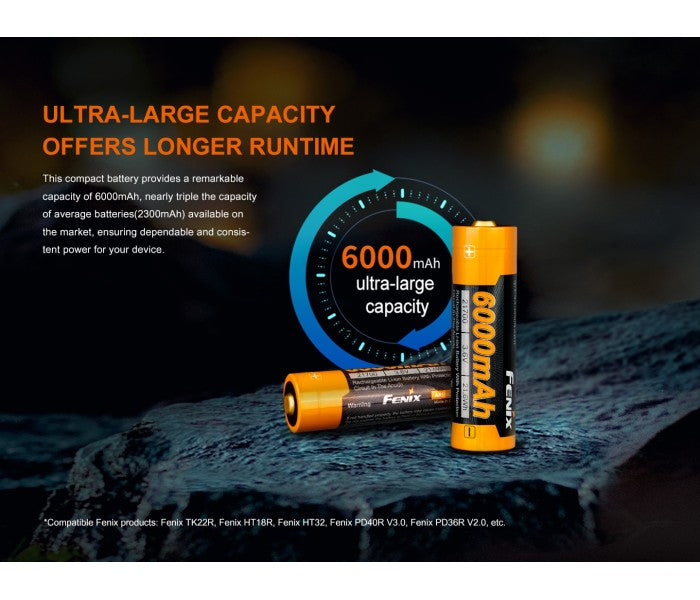 Fenix 21700 3.6V 6000mAh Li-ion Protected Rechargeable Battery ARB-L21-6000