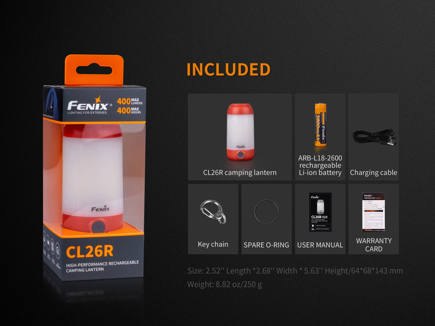 FENIX CL26R USB Rechargeable 400 Lumens Camping Lantern