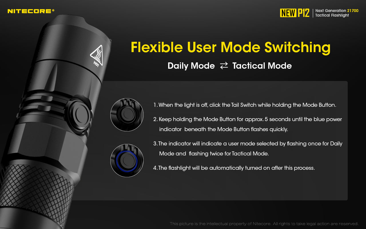 Nitecore New P12 1200 Lumens Rechargeable Flashlight