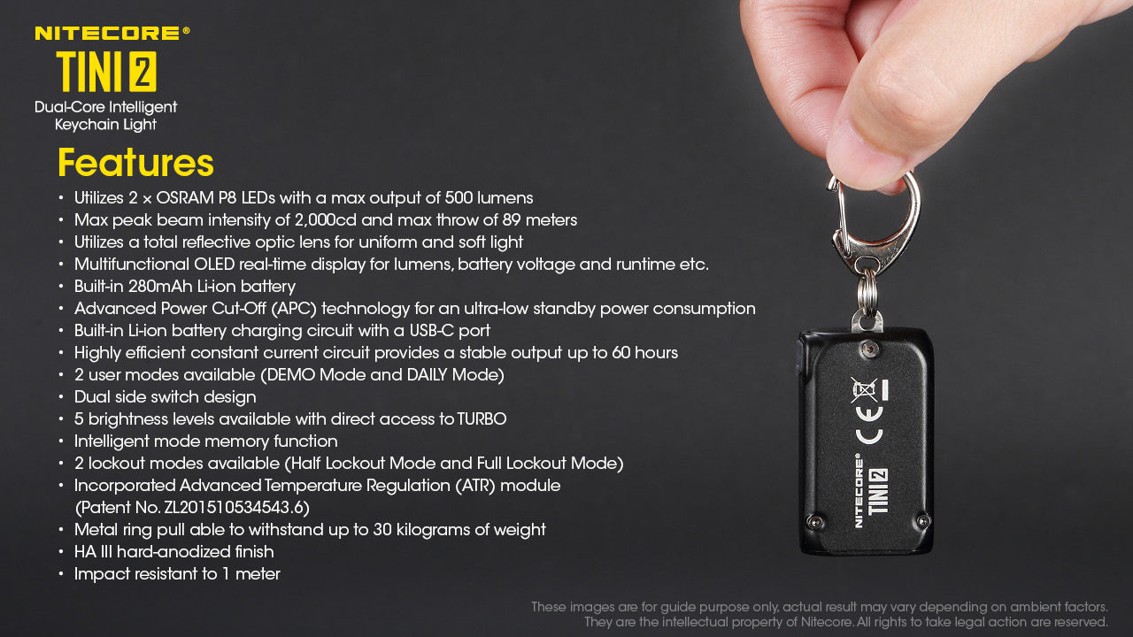 NITECORE TINI 2 500 Lumens Usb-C Rechargeable Keychain