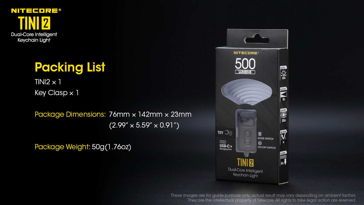 NITECORE TINI 2 500 Lumens Usb-C Rechargeable Keychain