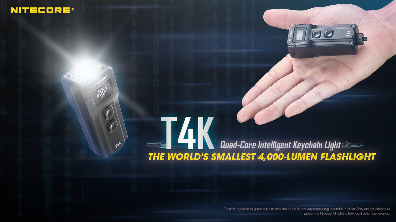 Nitecore T4K USB Rechargeable 4X CREE XP-L2 V6 4000 Lumens LED Keychain Flashlight