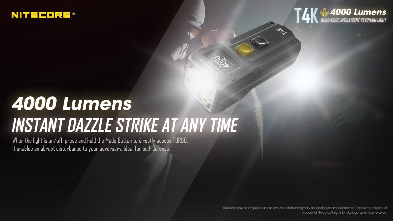Nitecore T4K USB Rechargeable 4X CREE XP-L2 V6 4000 Lumens LED Keychain Flashlight