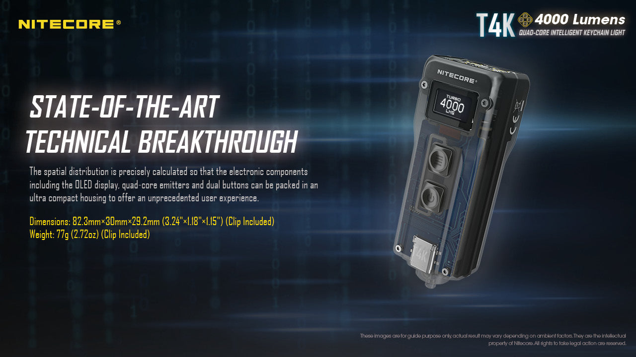 Nitecore T4K USB Rechargeable 4X CREE XP-L2 V6 4000 Lumens LED Keychain Flashlight