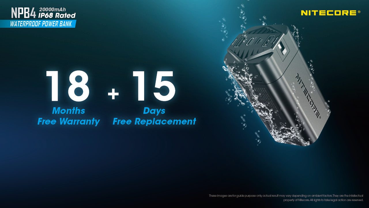 Nitecore NPB4 Waterproof IP68 Quick-Charge USB 20000MAH Power Bank