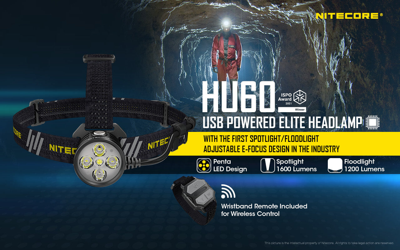 Nitecore HU60 1600 Lumens Headlamp with Wireless Wristband Control