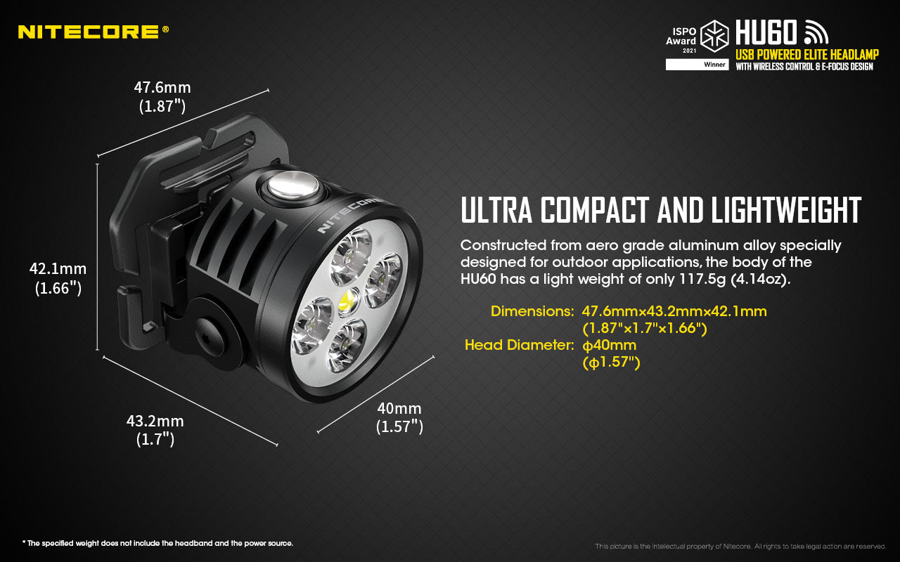 Nitecore HU60 1600 Lumens Headlamp with Wireless Wristband Control