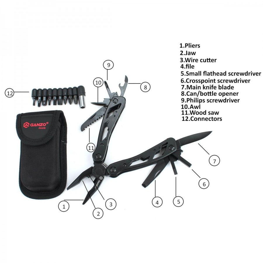 Ganzo G104 Full Size Black Multitool Plier