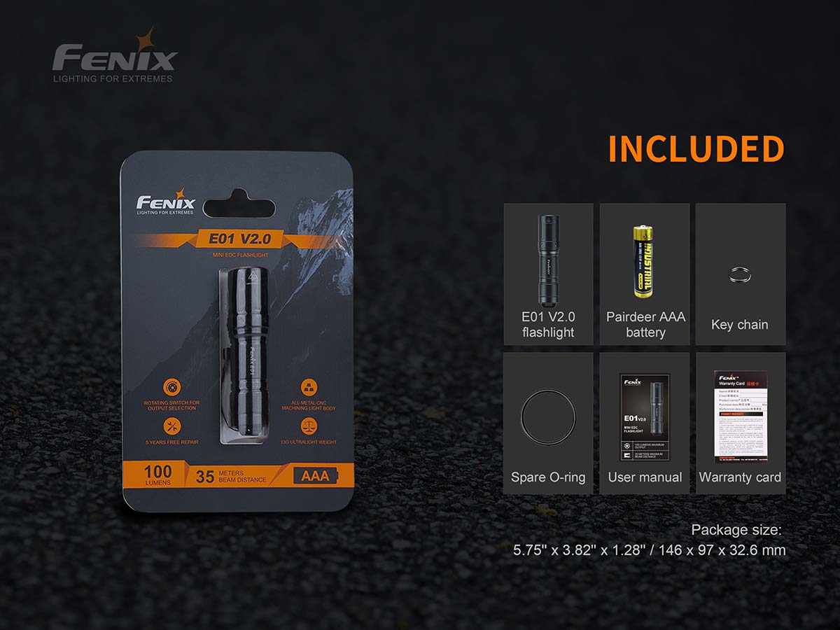 FENIX E01 V2.0 100 Lumens Keychain Flashlight
