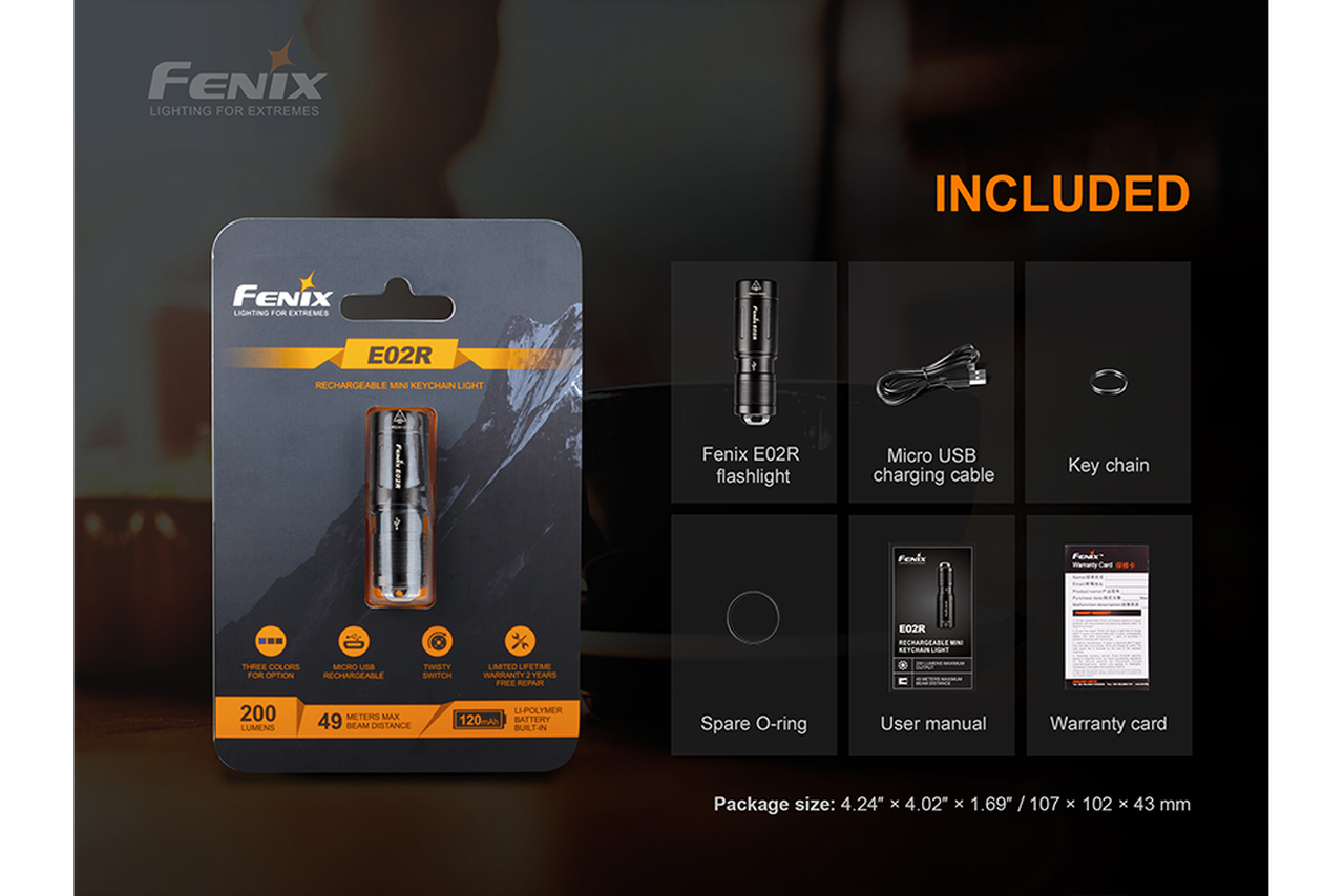 FENIX E02R 200 Lumens Rechargeable EDC Flashlight