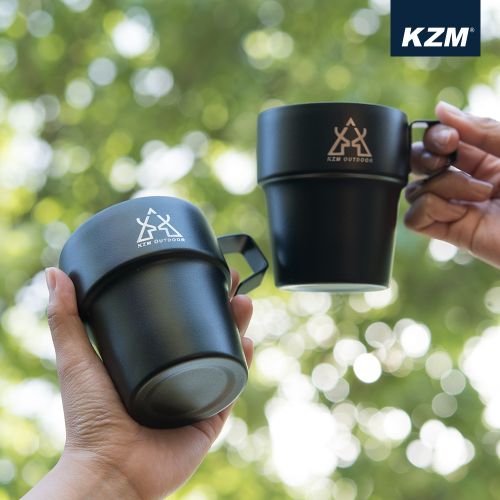 KZM Stainless Steel Black Mug 5P