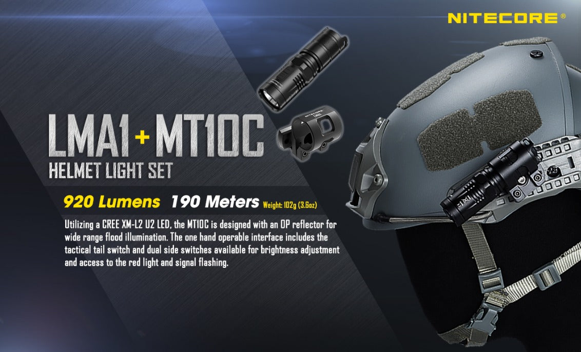 Nitecore LMA1 Ops-Core ARC Rail Rotary Helmet Mount for Flashlight