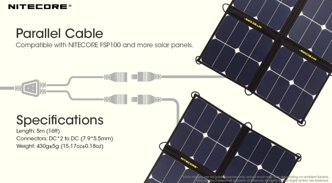Nitecore 5m (16ft) Parallel Cable for FSP100, FSP100W and other Solar Panels