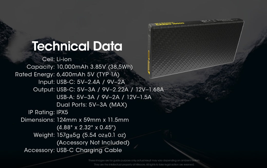 Nitecore Carbo 10000 Lightweight QC 3.0 PD USB-C 10000mAh Power Bank