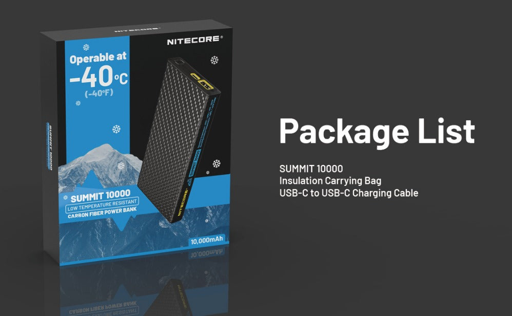 Nitecore Summit 10000 Low Temperature (-40°C) Resistant Lightweight QC 3.0 PD USB-C 10000mAh Power Bank