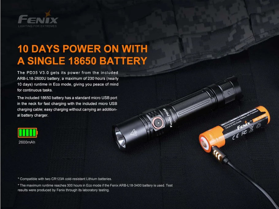 Fenix PD35 V3.0 1700 Lumens Rechargeable Flashlight