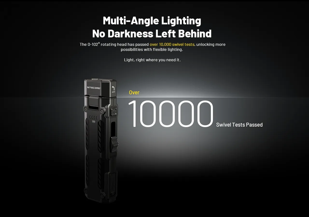 Nitecore EDC09 MCT UHE LED 1600L High CRI Three Color Temperatures Adjustable Angle EDC Flashlight