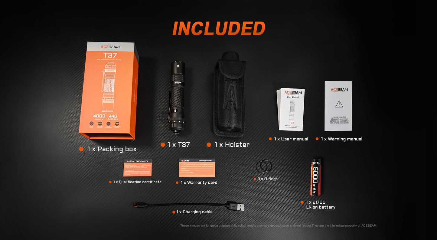 Acebeam T37 Luminus SFT-90X LED 4000L CW Rechargeable Flashlight