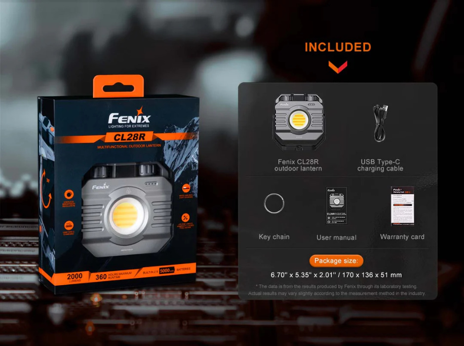 Fenix CL28R Rechargeable 2000L Camping Lantern with Colour Temperature Adjust